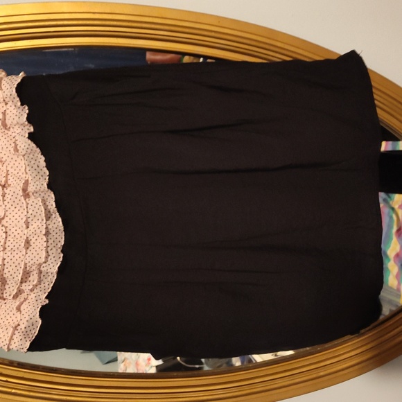 💲3 for $20💲 Pink & Black Polka Dot Tiered top Strapless mini dress - Picture 3 of 8